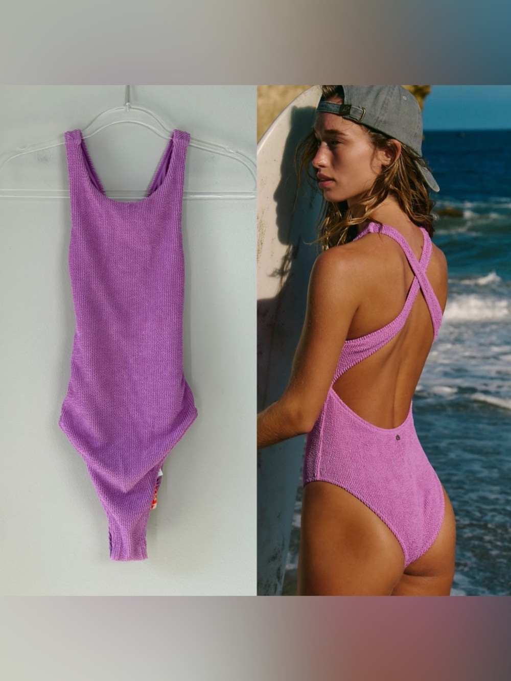 Rhythm Free People Wave Break Swimsuit in Orchid. 🌊